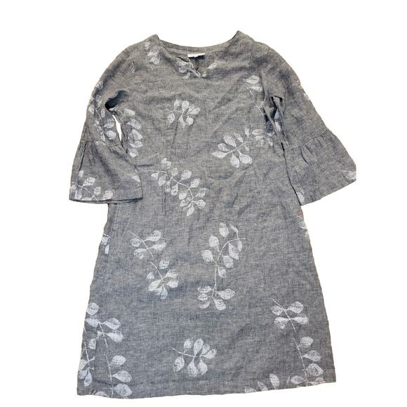 Habitat Clothes To Live In Size M Gray White Floral Print Linen Blend Dress - Picture 1 of 8